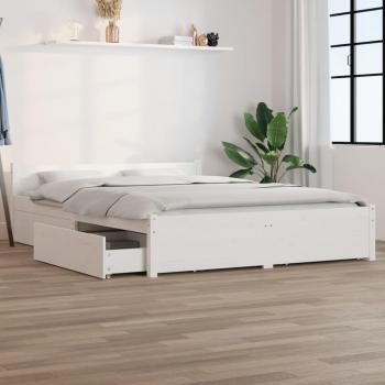 Estructura de cama con cajones blanco king size 150x200 cm