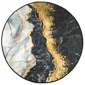 Alfombra lavable antideslizante multicolor Ø 120 cm - Color Gris y dorado, Beige y dorado, Beige y negro, Alfombras de área para Sala de Estar, Dormitorio, Habitación, Salón