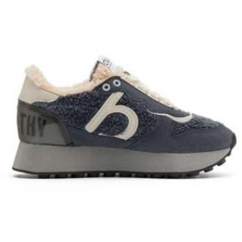 Zapatillas Deportivas Duuo Calma High para Mujer con Cordones, Estilo Retro Running Noventero, Color Gris Oscuro, Talla 40, Moda Casual Invierno, Doble Suela con Tejido Borreg