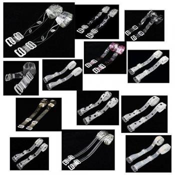Glamexx24 Tirantes para sujetador elegante y clásico, transparentes y cómodos con gancho en diferentes motivos.