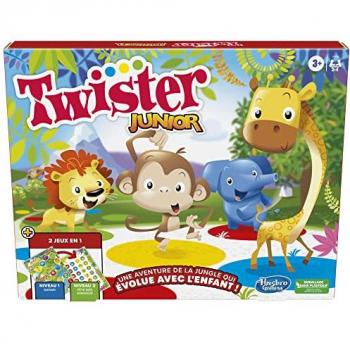 Twister Junior - Juego de mesa evolutivo 2 en 1 con alfombra reversible para 2 a 4 jugadores - Hasbro Gaming