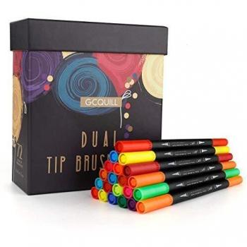 GC Juego de rotuladores de doble punta para acuarela, 72 colores, marcadores artísticos con pincel flexible y puntas fineliner, para colorear, dibujar y pintar-para niños y adultos GC-72B