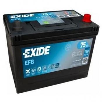 Batería Exide EFB EL754 75 Ah – 750A(EN) 12V, dimensiones 260x168x200mm, tecnología EFB, caja D26
