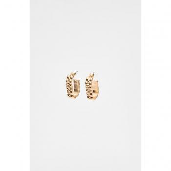 Gold Watch-style Hoop Earrings OS