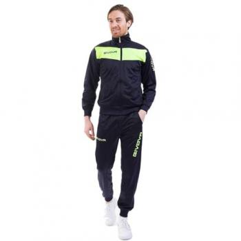 Givova Tuta Visa Chándal Deportivo para Hombre, color azul marino con detalles en amarillo neón, disponible en tallas multicolor hasta 4XL