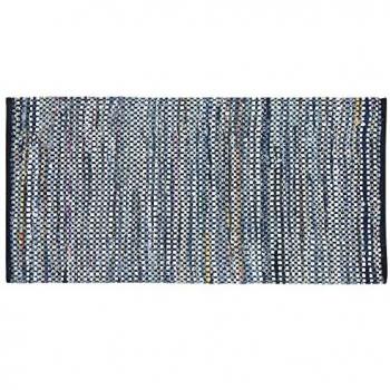 Alfombra de algodón multicolor rectangular tejido a mano 80 x 150 cm