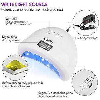 Matifi Lámpara Ultravioleta para secado de uñas. 48W. Tecnología UV LED. Ideal para uñas de gel y todo tipo de manicura. Con 4 modos de temporizador