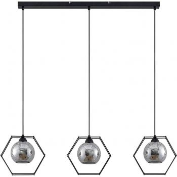 Lámpara colgante Lindby Dajanira, 3 luces, gris, estilo vintage, hecha de metal, apta para salón y comedor, con portalámparas E27