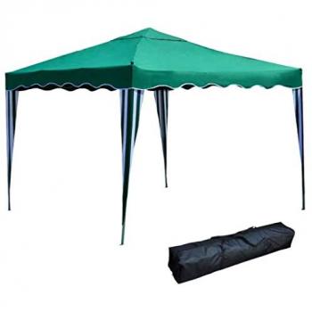 Cenador Plegable Verde de Acero y Poliéster 3x3 m Ámbar