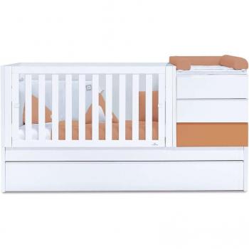 Cuna convertible Sero Kubo Alondra con cama nido y diseño en blanco/terracota