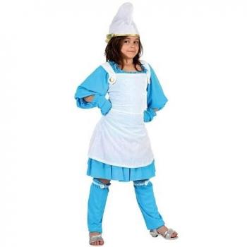 Disfraz de Niña Pitufina Talla 3-4 Años Puffetta Nano Azul