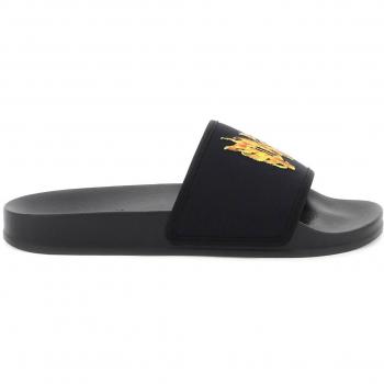 Palm Angels Burning Monogram Slides - 44 Black, Sliders, Male, Black, Size: 11 US
