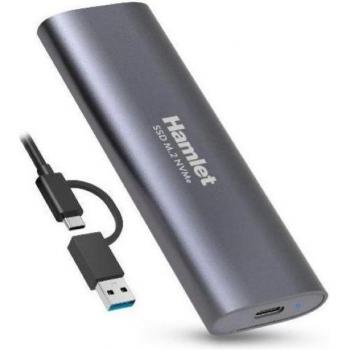 Caja Externa SSD M.2 NVMe Hamlet HXDM2-10GY USB 3.2 Gen 2 10Gbps Negra
