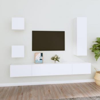 Set de muebles para TV 5 piezas madera contrachapada blanco 100 x 30 x 30 cm