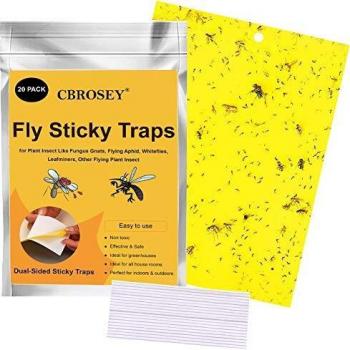 CBROSEY Trampas de Mosca,Trampas Adhesivas para Moscas,Trampas para Insectos,20 Trampas de Mosca pegajosas de Doble para Insectos Voladores de Plantas en Interiores y Exteriores