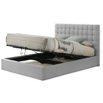 Cama Canapé Abatible Trizen 150 cm Gris en Terciopelo con Colchón Básico de 18 cm