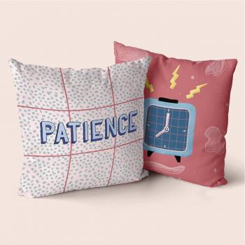Pack de 2 Fundas de cojín decorativo 50x50 cm Aware - Patience, 100% Algodón, calidad 200 Gr x m2, Fabricado en España