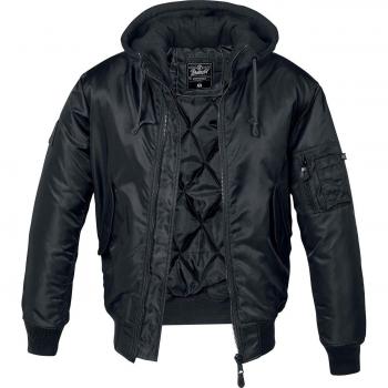 Brandit MA1 Rockabilly Hooded Bomber Jacket - Black - Sizes S to 5XL