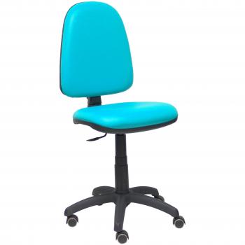 Silla de oficina Ayna similpiel verde turquesa con ruedas de parqué