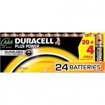 Paquete de 24 Pilas Alcalinas Duracell Plus Power AAA 1.5V