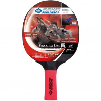 Raqueta de Tenis de Mesa Donic Schildkröt Sensation 600 - Anti Shock, Agarre Ergonómico, Color Rojo