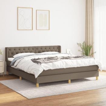 Cama box spring con colchón tela gris taupe 160x200 cm Vidaxl