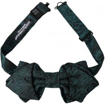 Green Bandana Silk Adjustable Neck Bow Tie by Dolce & Gabbana, Bowties, male, Green, Size: ONE SIZE