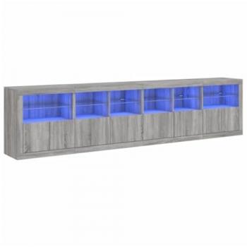 Aparador con luces LED gris Sonoma 283x37x67 cm
