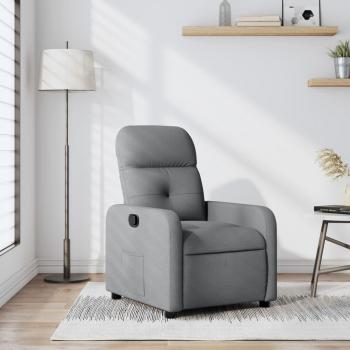 Sillón reclinable de tela en color gris claro, gris oscuro y negro - Sillón cómodo para dormitorio, silla relax y sofá
