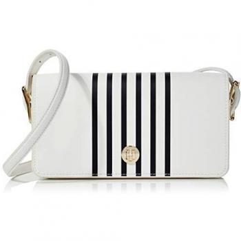 Tommy Hilfiger - Honey Flap Crossover Stripe, Bolsos totes Mujer, Blanco