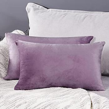 Deconovo Fundas para Cojines de Almohada del Sofá Cubierta Suave Decorativa Protector para Hogar 2 Piezas 30 x 50 cm Lila