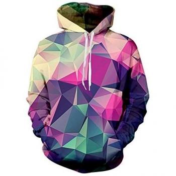 Bfustyle unisex del arco iris unificación Impreso inconformista con cordón del suéter con capucha