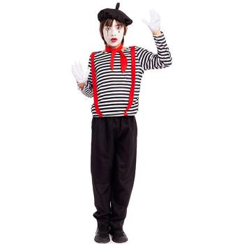 Disfraz de Mimo Pequeño a Rayas para niño