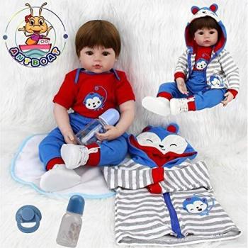 antboat Muñecas Reborn Bebé Niño 19 Pulgadas 48cm Silicona Suave Vinilo Vida Real Realista Hecho a Mano Bebé Recién Nacido Reborn Niño Chupete Imán Rebron Toddler