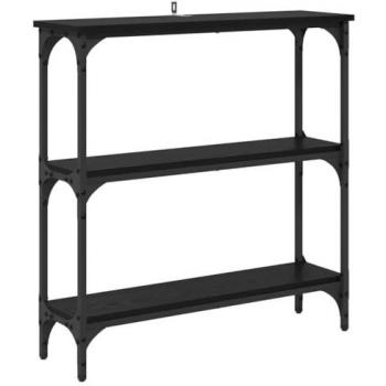 Mesa Consola Industrial con Estante de Madera de Ingeniería y Marco Metálico, Roble Negro 75 x 22.5 x 75 cm