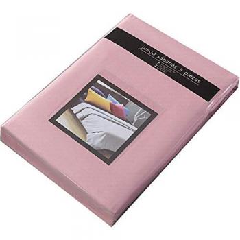 Juego 3 Sábanas Microfibra Transpirable Tacto Suave Cama 105/135 cm - Azul Oscuro/Rosa Claro