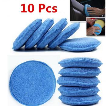 WildAuto - Almohadilla Aplicador De Cera Microfibra - Coche Cera Esponja - Vehículo Herramienta De Limpieza - Azul - 10 Pcs