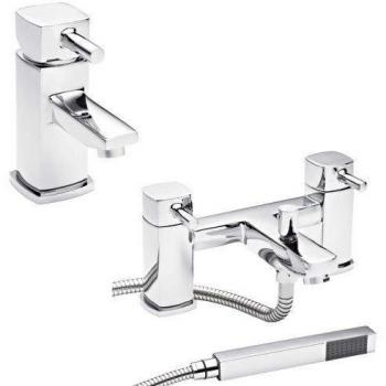 Trueshopping Ward cromo manillas de lavabo válvula de desagüe móvil con calderas y calentadores juego de grifo mezclador Bimando para ducha