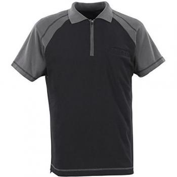 Camisa Polo de Manga Corta Mascot Bianco con Bolsillo en el Pecho Negra/Antracita (4XL)