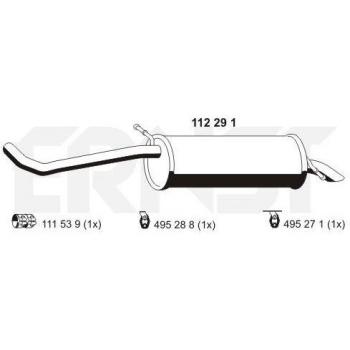 Silenciador trasero ERNST 112291 para Volkswagen Polo IV y SEAT Ibiza 3, compatible con piezas 6Q6253025AE y 6Q6253609J