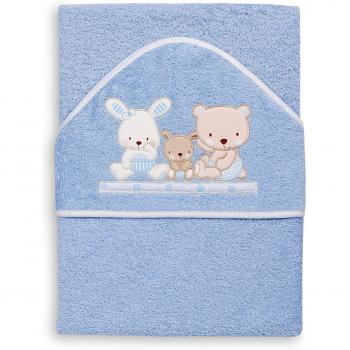 INTERBABY - Capa de baño para Bebé Love Azul 100% Algodón