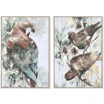 Cuadro DKD Home Decor Loro Tropical (2 Unidades)