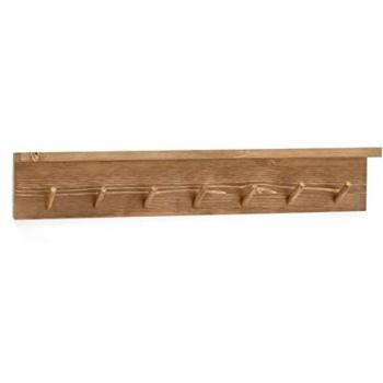 Colgador de Madera Maciza Kate III con 7 Ganchos y Repisa - Hecho a Mano en España - Medida 61x9.5cm - Color Envejecido y Acabados Variados