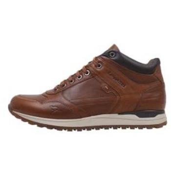 Botines de hombre KangaROOS de piel marrón con cordones y suela plana