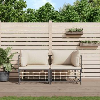Modular Corner Sofas with Cushions 2 pcs Poly Rattan