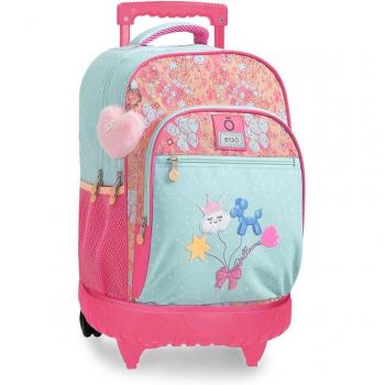 Enso Ballons Mochila con Ruedas Turquesa, 33x44x21 cm, Poliéster Multicolor
