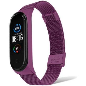 Correa Metálica Violeta Compatible con Xiaomi Mi Smart Band 5/6 Pulsera de Recambio Acero Inoxidable