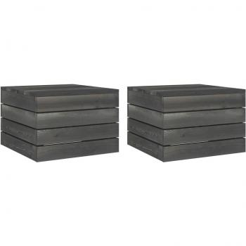 Mesas de paleta de jardín de 2 piezas en pino macizo gris oscuro