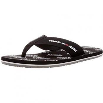 Tommy Hilfiger Tommy Jeans Print Beach Sandal, Chanclas Hombre, Negro