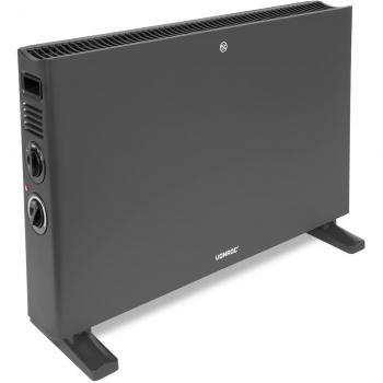 Calefactor de convección Vonroc 2000W Gris con ventilador turbo, termostato regulable y 2 posiciones de calefacción